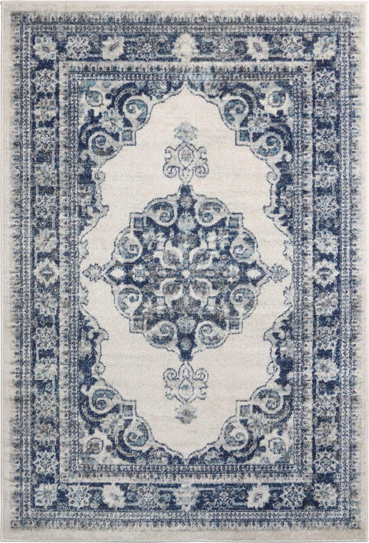 A2Z Rug Chelsea V278 Traditional Vintage Cream, Blue Area Rugs 120x170 cm - 3'9"x5'6" ft