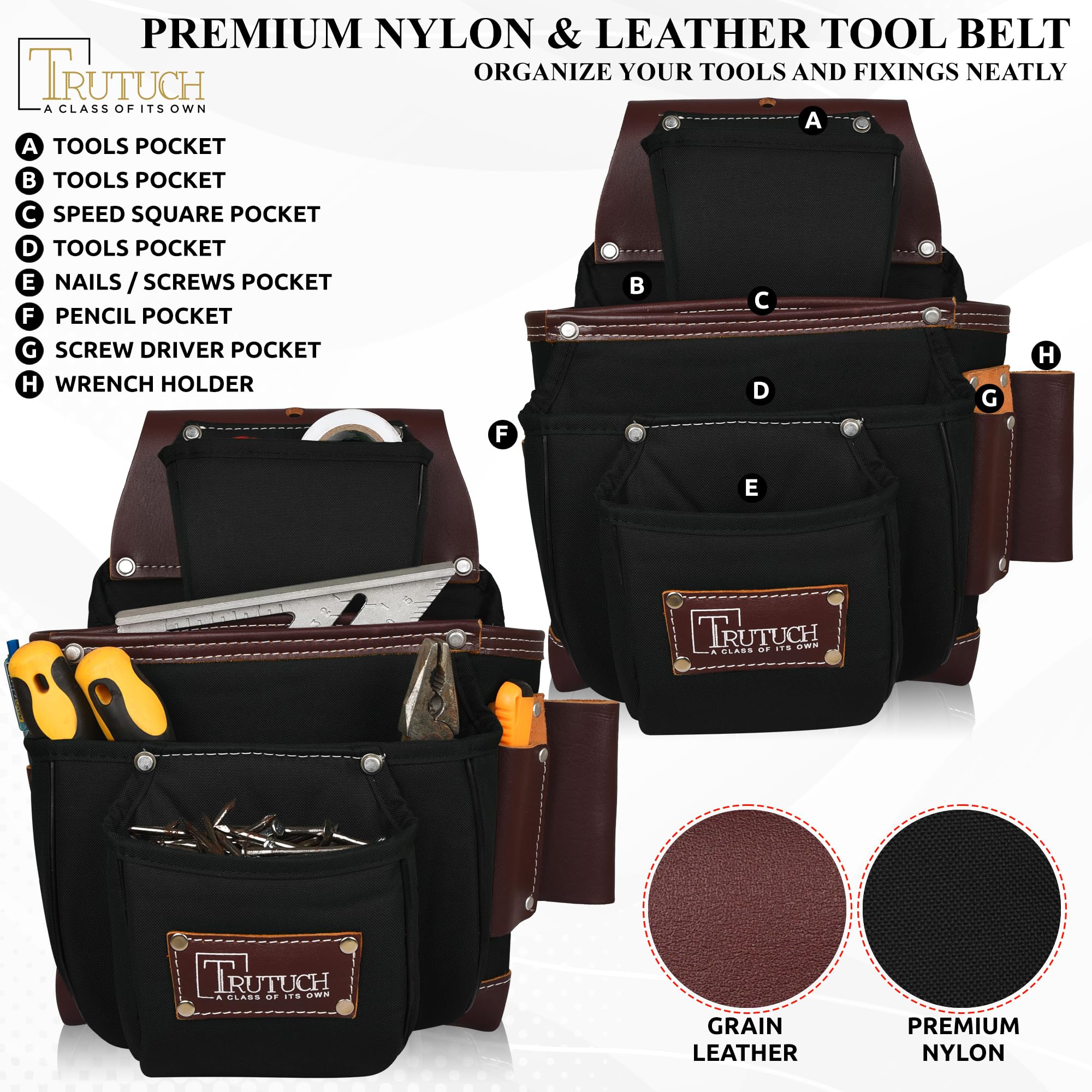 Nylonowy i Skórzany Pasek Narzędziowy, Torby Narzędziowe, Stolarski Pasek Narzędziowy, Konstrukcja | Ramy | Pas Narzędziowy