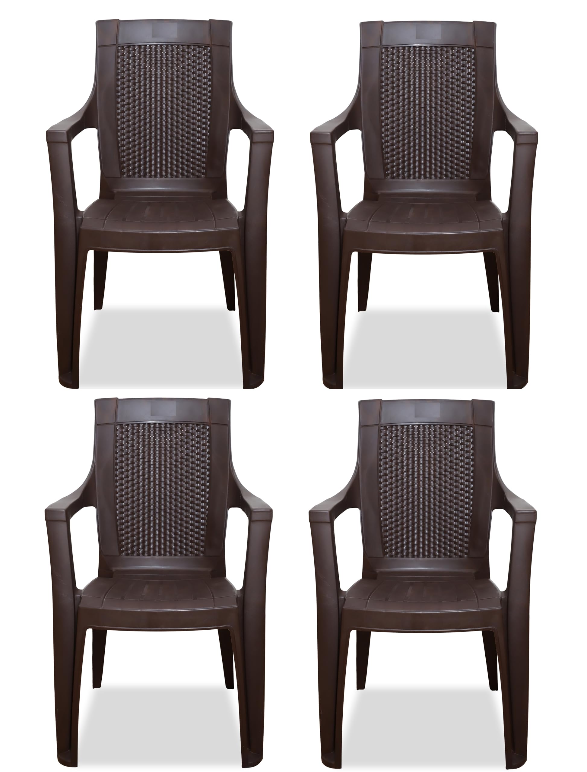 Plastic Chairs for Living Room with Arm | Set of 4 | 1 Year Warranty | for Home, Outdoor, Cafetria | Color - Brown | Model Rosa-image-42