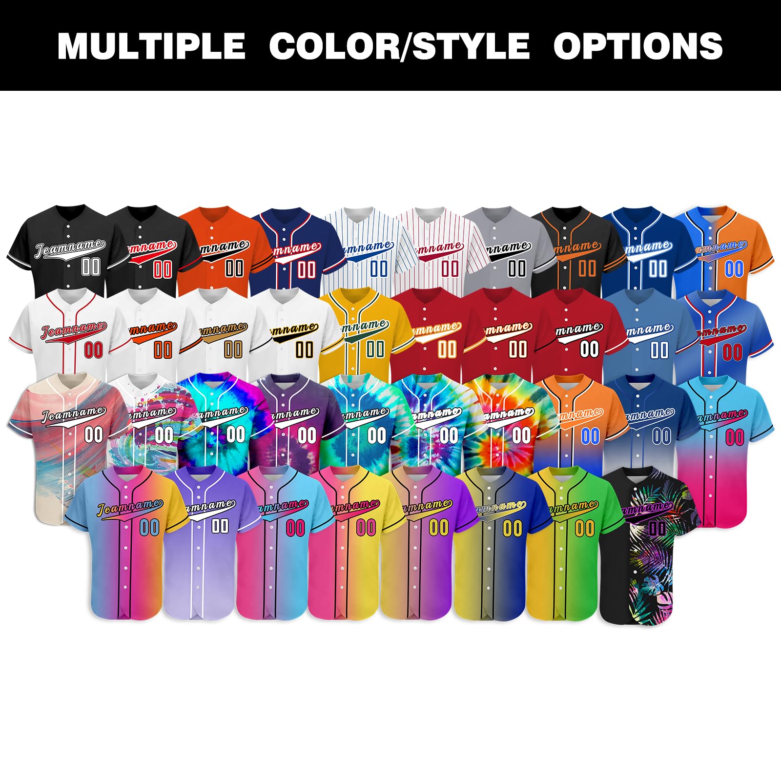 Maillot de Baseball personnalisé Homme Femme Enfant avec nom numéro Logo Couleur 4