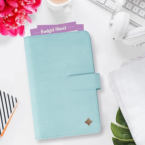 Miniatura 7 de SOUL MAMA Carpeta de presupuesto con sobres de efectivo, organizador de dinero azul para efectivo, carpeta A6 para presupuesto, carpeta de ahorro de