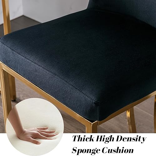 Miniatura 5 de Taburetes de bar modernos de mediados de siglo con base de metal dorado y reposapiés sillas tapizadas de terciopelo de 24 pulgadas para isla de