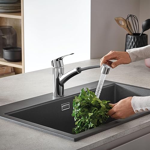 Miniatura 2 de GROHE 30306001 Grifo de cocina Eurosmart de doble caño extraíble con rociador, 6.6 Lmin, cromado