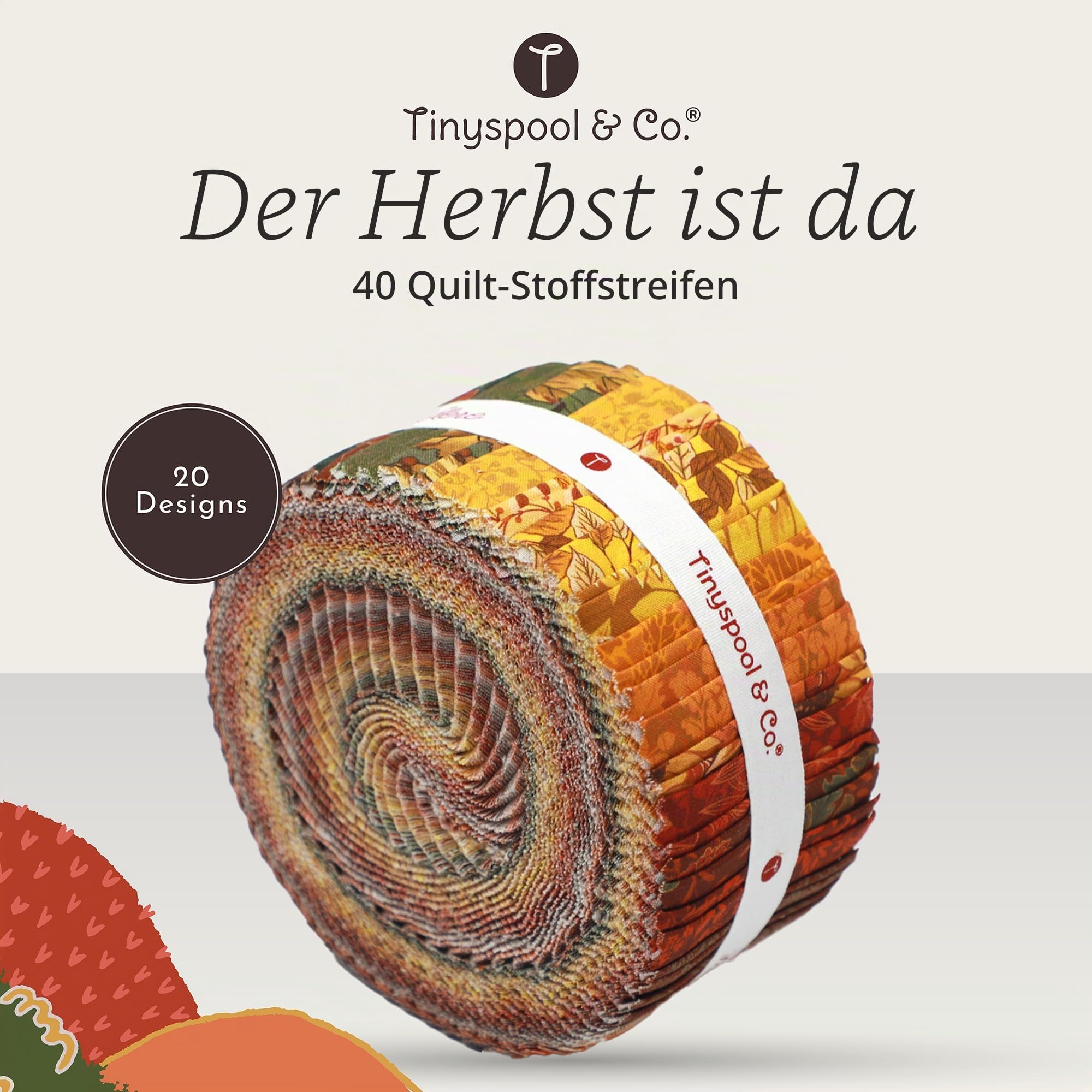 Tinyspool & Co. Jelly Roll Stoffstreifen zum Quilten, Basteln und Nähen, 40 Streifen, sortiert, weiche Baumwolle für Decken, Teppiche, Polster, Heimdekoration und Geldbörsenherstellung, Fall is Here