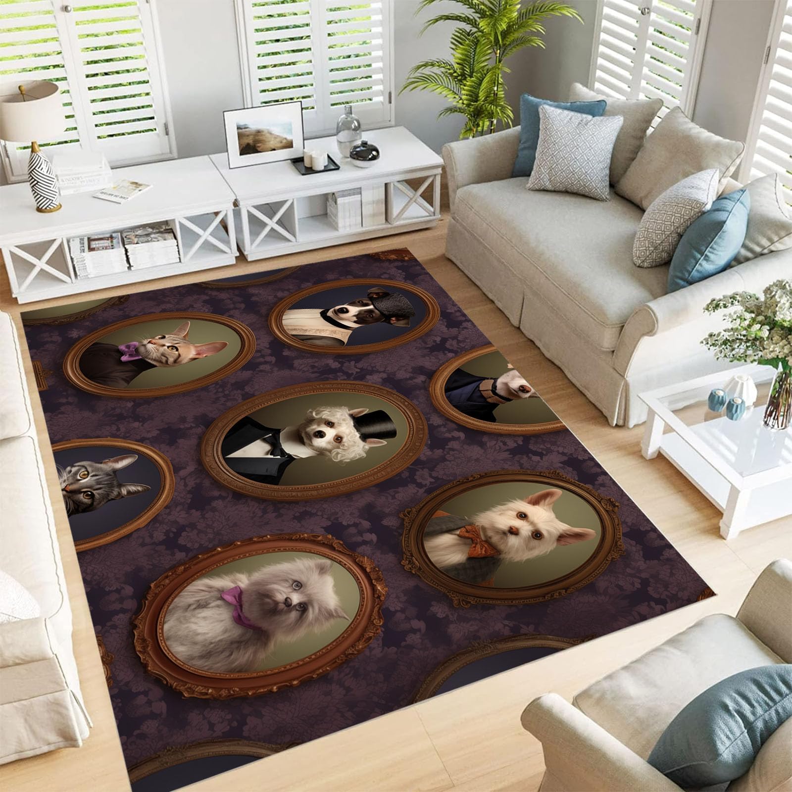 Tapis Portraits Vintage Salon Antidérapant Lavable Chambre Bureau