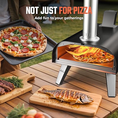 Miniatura 15 de BIG HORN OUTDOORS Hornos de pizza de pellets de madera de 12 pulgadas, horno de pizza de cocina portátil de acero inoxidable para pizza, parrilla