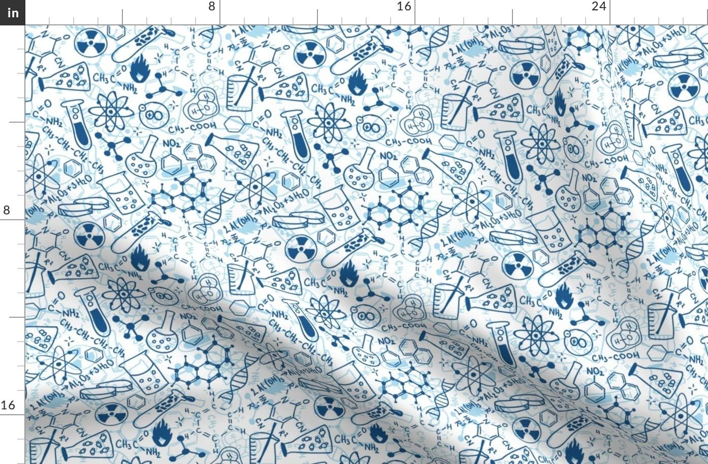 Spoonflower Fabric - Chemistry Math Science Nerd School Teacher Printed on Organic Cotton Sateen Fabric by The Yard - Sewing Quilting Apparel Home Decor