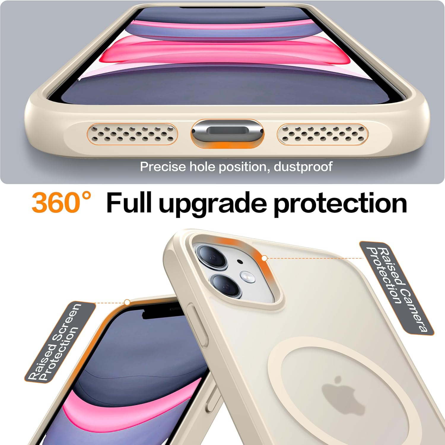 Magnetic for iPhone 11 Phone Case-Compatible with MagSafe-Slim Translucent Matte-Military Grade Drop Protection Phone Case for iPhone 11 6.1",Beige - Image 6