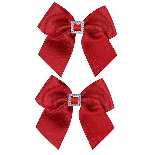 Miniatura 1 de Pinzas para el cabello rojas para el día de San Valentín lazos para el cabello de grogrén con purpurina con diamantes de imitación accesorios para