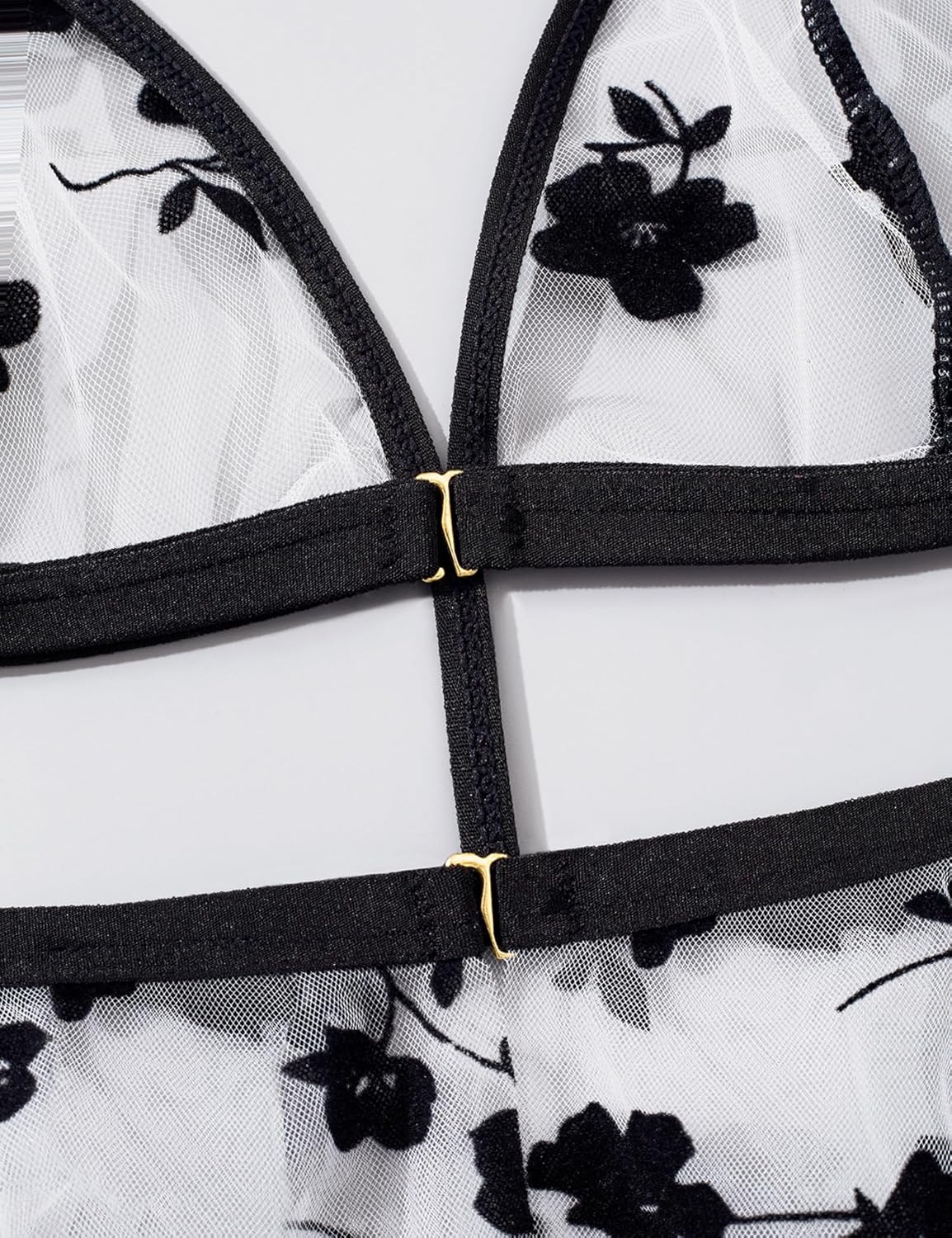 Sexy Lingerie Set for Women 2 Piece Halter Sheer Babydoll Nightwear V Neck Chemise Nightie Sleepwear with Thong - Image 2