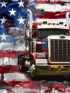 HMDIIMGE American Semi Truck Diamond Painting Kits, 5D Full Round Gemstone Crystal Painting by Diamond Painting Art Kits for Adult, for Home Decor Living Room Decor and Relaxing Gift 12x16 Inch