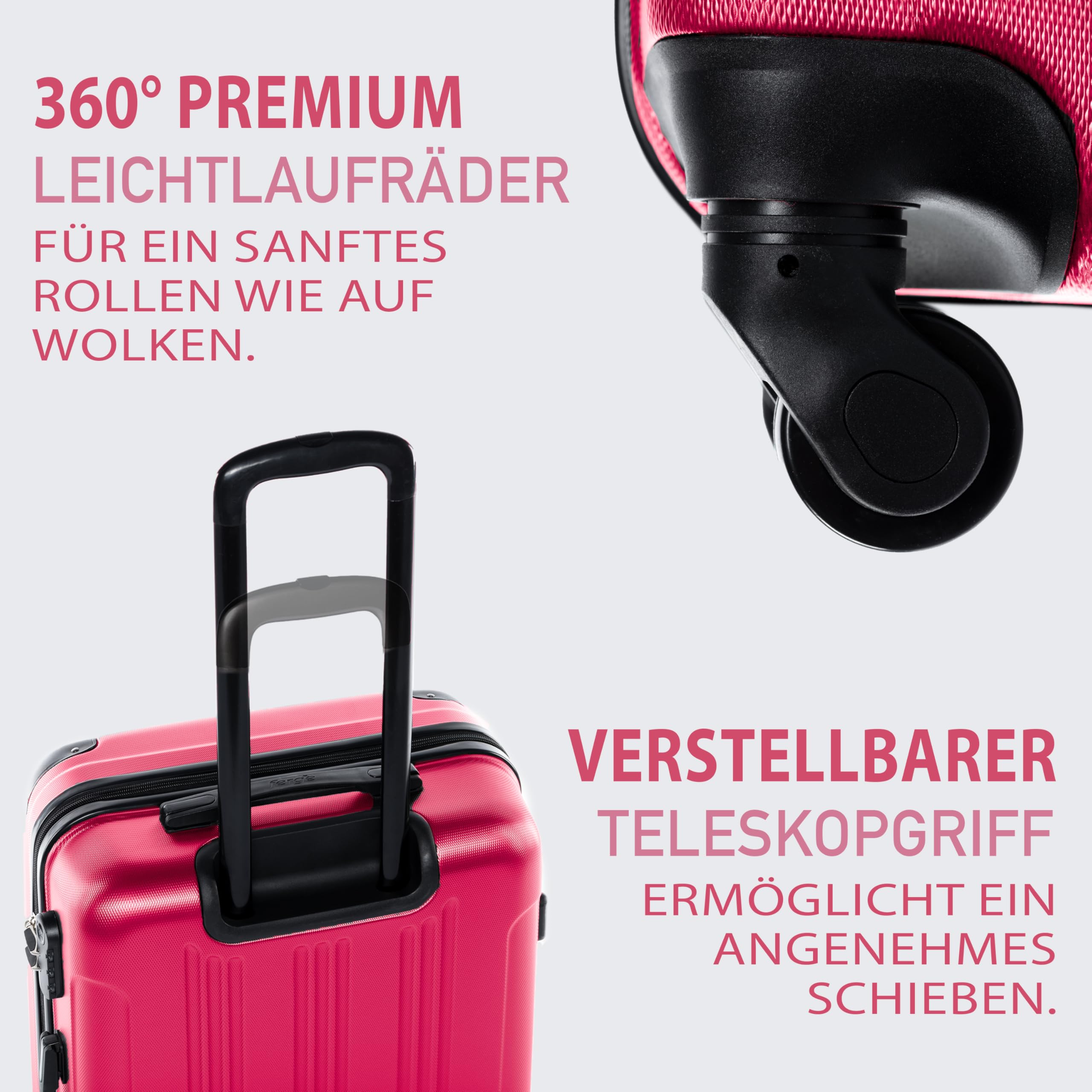 FERGÉ Kofferset 3 teilig Hartschale QUÉBEC Reisekoffer Trolley-Set (Handgepäck, L, XL) 3er Set Hartschalenkoffer Roll-Koffer 4 Rollen 100% ABS