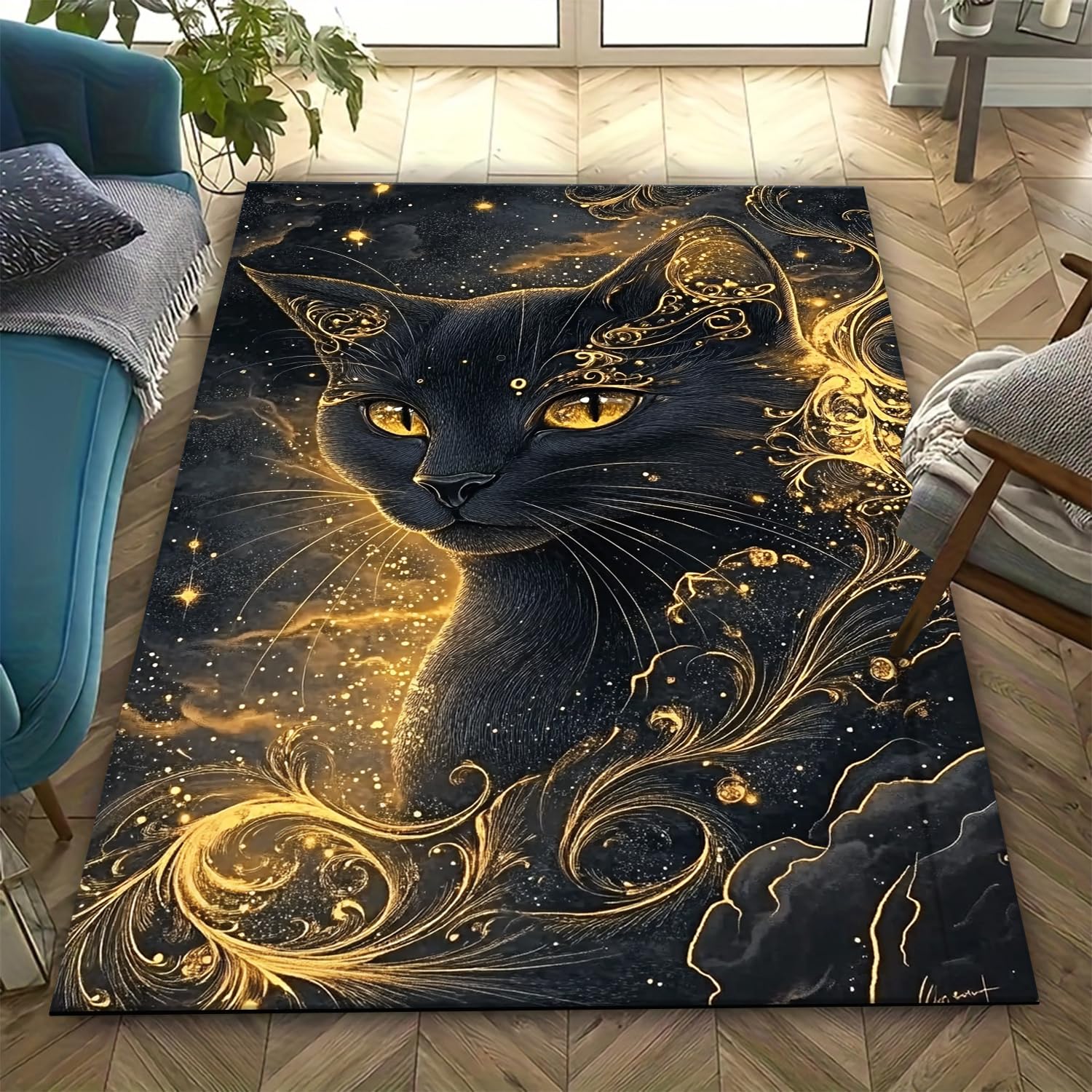 Tapis de salon chat 3D doux antidérapant tapis d'intérieur de maison 140 x 200