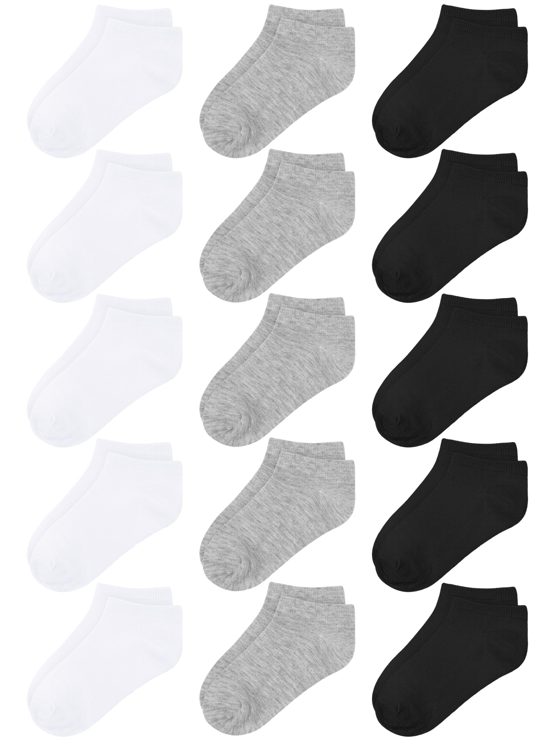 Cooraby 15 Pack Kids' Half Cushion Low Cut Athletic Ankle Socks Boys Girls Ankle Socks