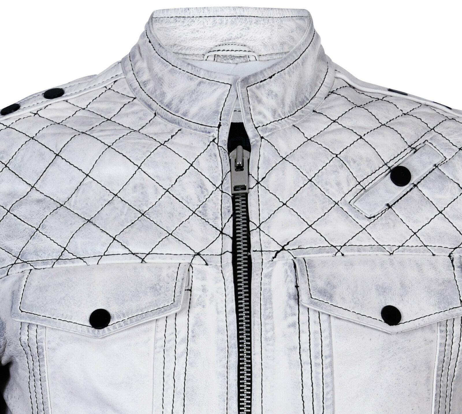 Infinity Leather Chaqueta Motera Moto Racing de 100% Cuero Con Cremallera y Estilo Negro Para Hombres