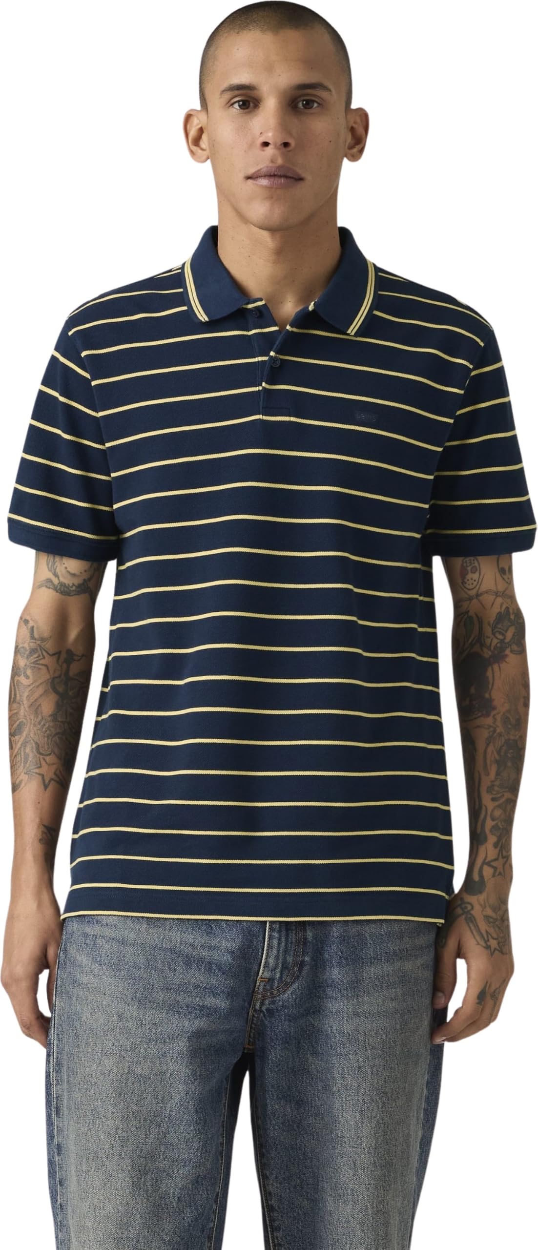 Levis Men's Orig Polo Shrt - Stripe Blue - L