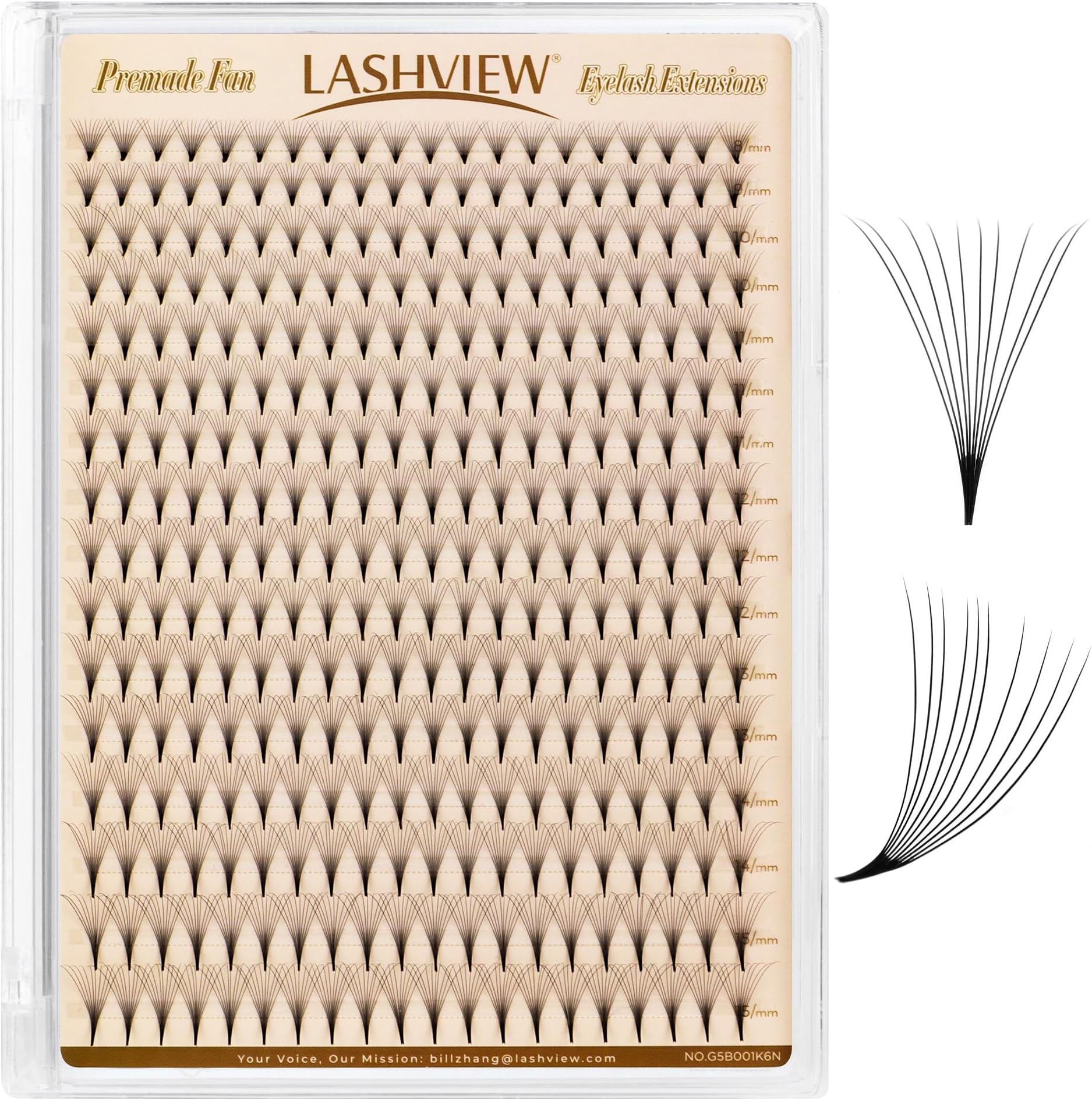 LASHVIEW Premade Lash 320 Fans, 10D D Curl Thickness 0.07 Premade Fans Eyelash Extensions 8-15 mm Mixed Length Promades Eyelash Fans Professional Pre Made Lash Fans (320 Fans 10D-0.07-D 8-15mm)