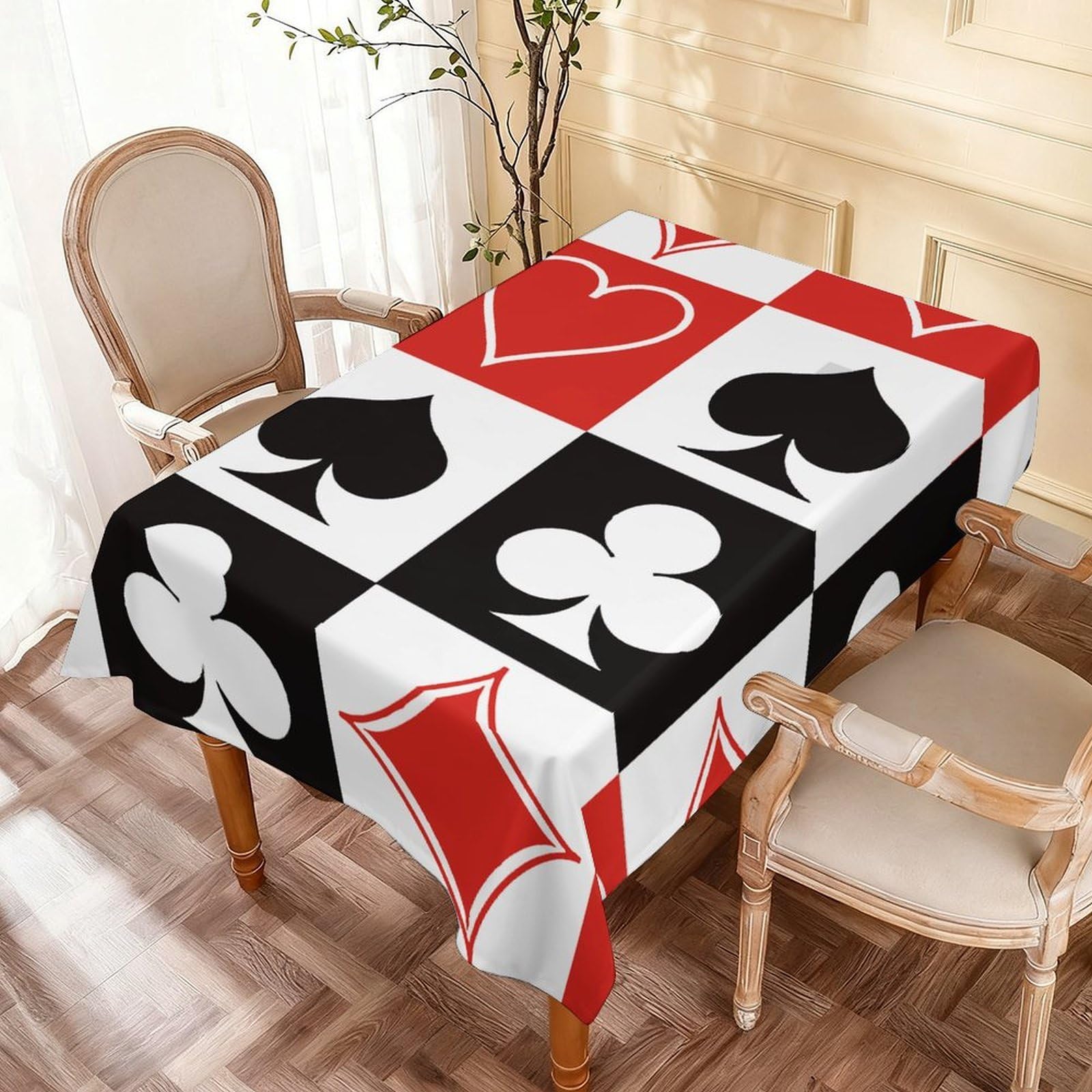 Grid Poker Playing Cards Fashionable Rectangular Large-Sized Tablecloth 152x228cm