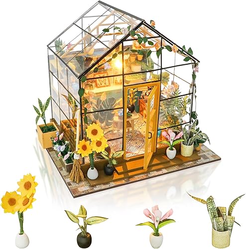 GuDoQi Kit de casa de muñecas en miniatura, kit de casa pequeña con muebles, kit de casa en miniatura a escala 124, regalo hecho a mano para