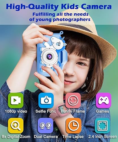 Miniatura 3 de Cámara mejorada para niños, regalo para niñas y niños de 3 a 12 años, cámara de video selfie HD 1080P para niños pequeños, adorables regalos