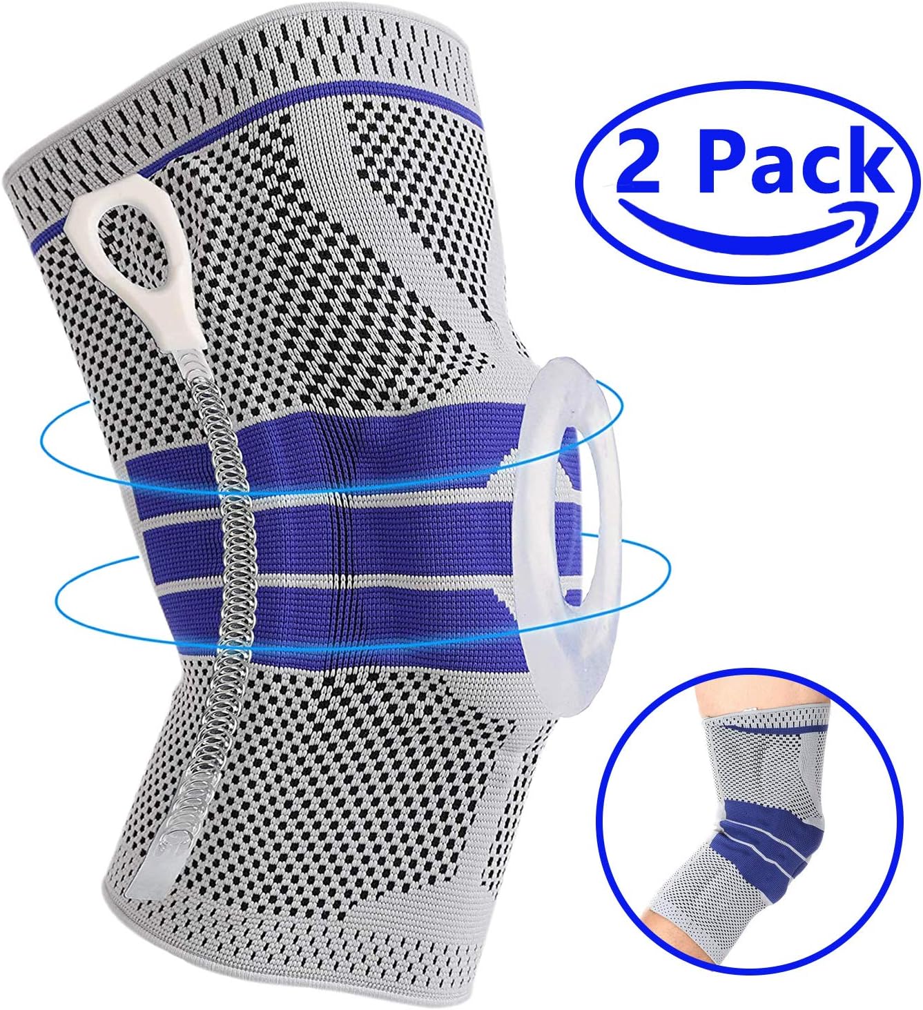 Premium Knee Brace Compression Sleeves - Professional Knee Pads Support for Meniscus Tear, Arthritis, Joint Pain Relief, Running, Crossfit, Workout, Basketball, Volleyball, Men & Women M