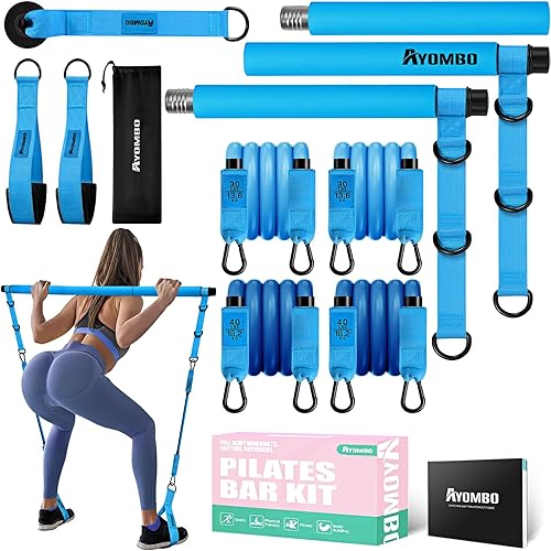 Miniatura 10 de Kit de barra de pilates Ayombo con bandas de resistencia, equipo de entrenamiento de pilates para piernas, cadera, cintura, brazo