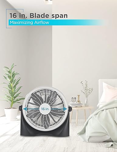 Vista 4 de BLACK+DECKER Ventilador de piso de alta velocidad, ventilador independiente de 15.6 pulgadas de diámetro, 5 aspas de plástico, 3 velocidades, ajuste