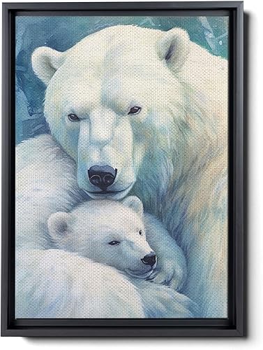 Fox Mother Cub Print, In The Style Of Stencil-Based, Ivory, Kids Wall Art, Kids Wall Art Display, Mom And Baby Animal Art Print