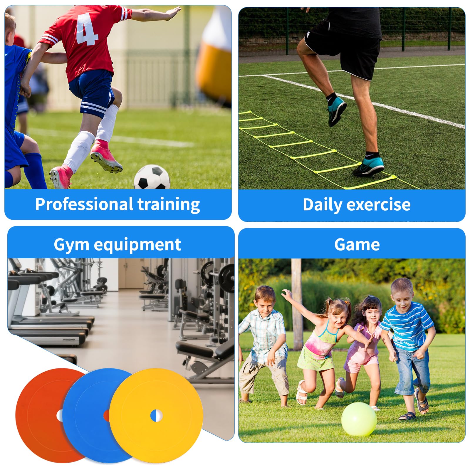 SWAWIS Lot de 25 Plot Sport Plats Diamètre 15 cm Disques Marqueurs Antidérapants - Marqueurs de Terrain de Jeu, Plot Sport pour Football, Basket, Handball et