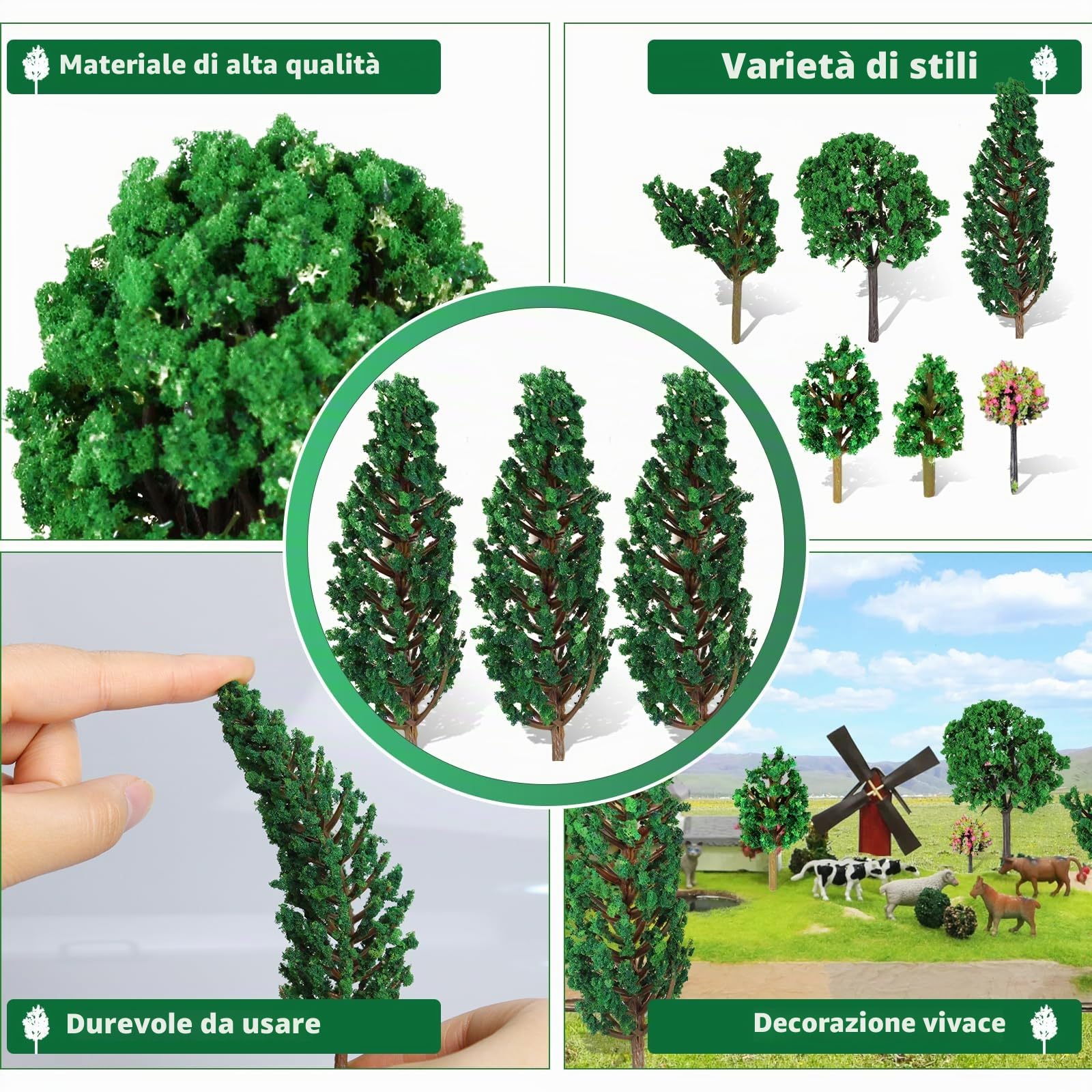 38 Alberi Modellismo, Albero Del Diorama Modellismo Plastic, Alberi Modello Misto, Modello Alberi in Miniature, Per Ferroviario Erba Wargames Da Tavolo