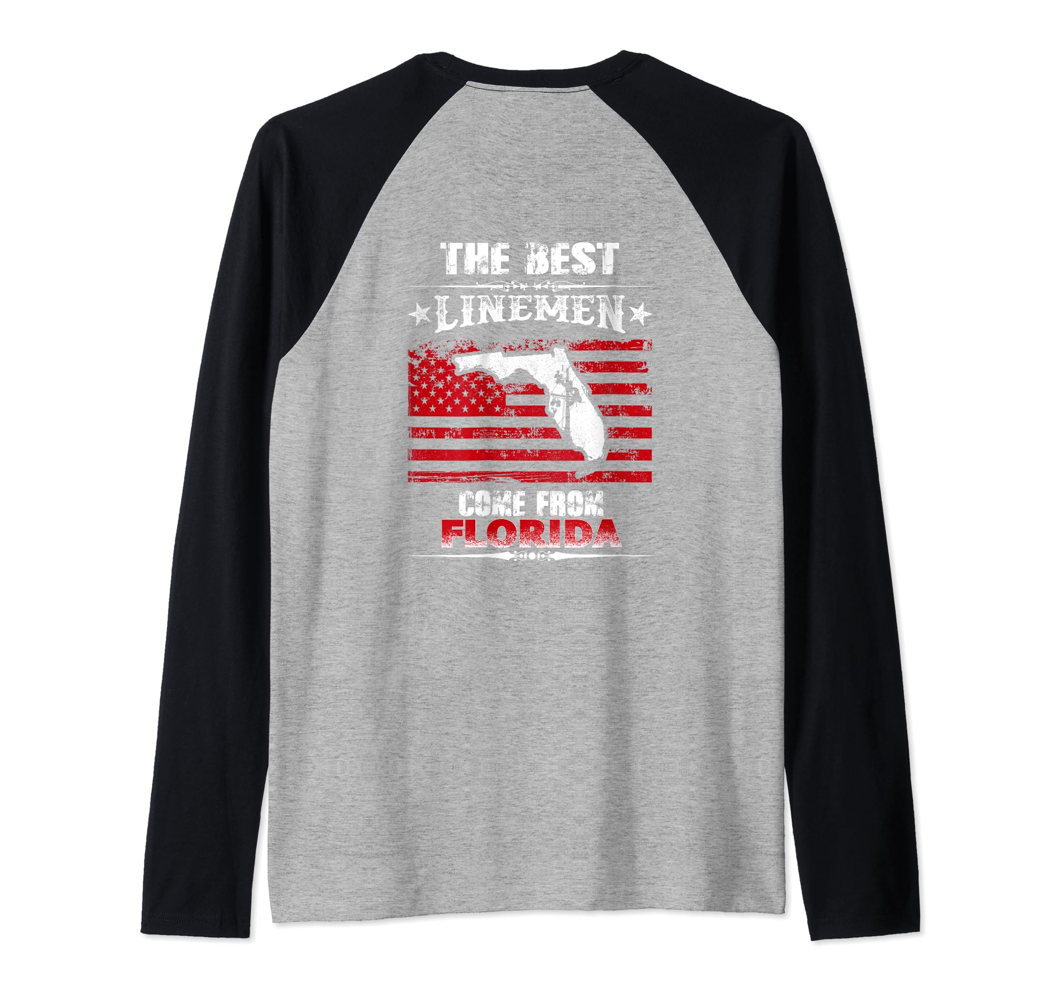 The Best Linemen Come From Florida Lineman Raglan Baseball Tee, Black