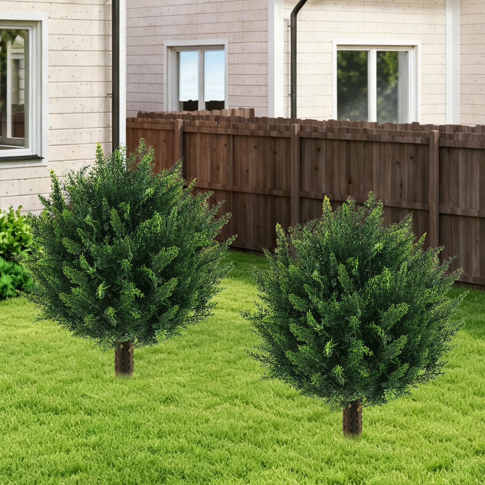 Chillchard 21 Artificial Cypress Topiary Outdoor Plants with Spike