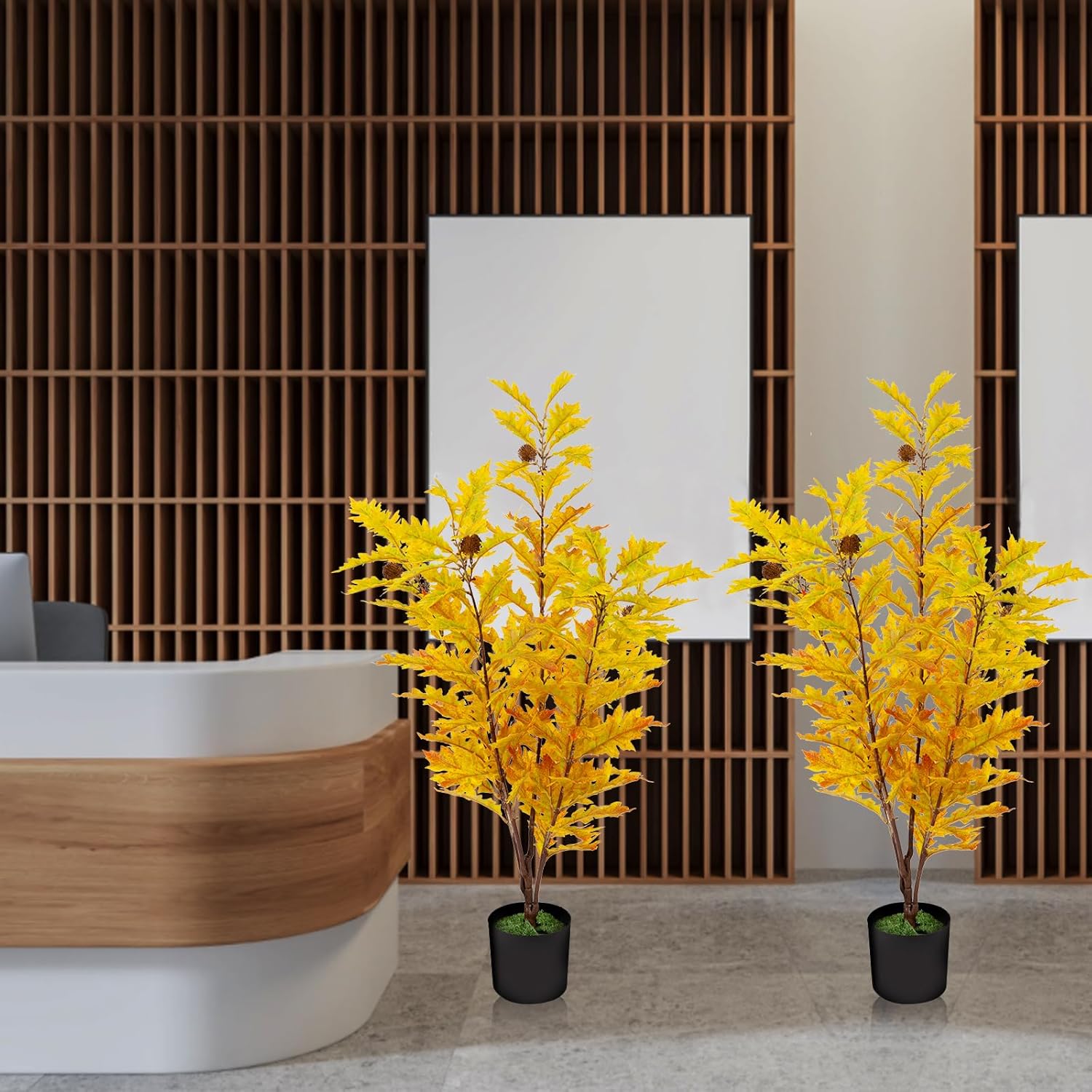 2 Packs 35.4-inch Artificial Maple Tree - Autumn Tree Artificial Plant Autumn Home Decoration, Suitable for Halloween, Thanksgiving, Indoor and Outdoor environments with Simulated Plants