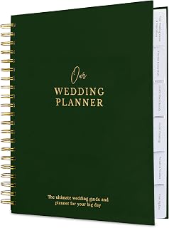 Timeless Premium Linen Wedding Planner Book and Organizer – Wedding Planning Book, Comprehensive Keepsake & Countdown Binder, Perfect Engagement Gift for Women, 11" x 9" (Forest)
