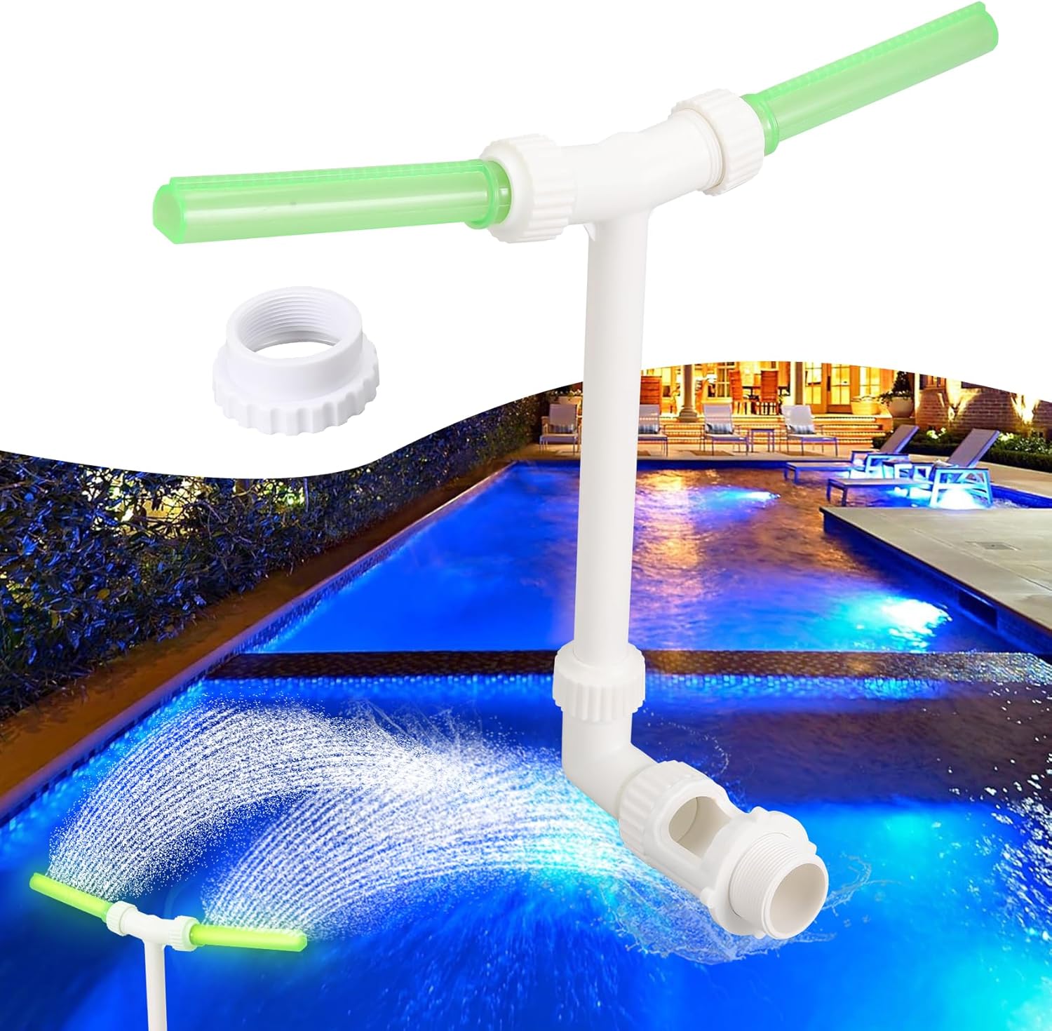 Opwulo Pool Fountain Dual Spray Water Fountains for Above