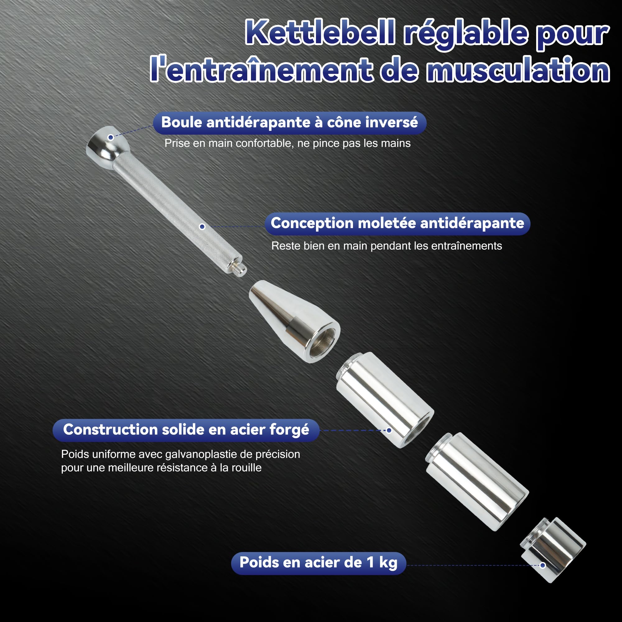 uyoyous 6 en 1 mancuernas ajustables, indian Clubbell 3-8 kg, mancuernas de acero para culturismo delantero brazo, hombros, entrenamiento funciona