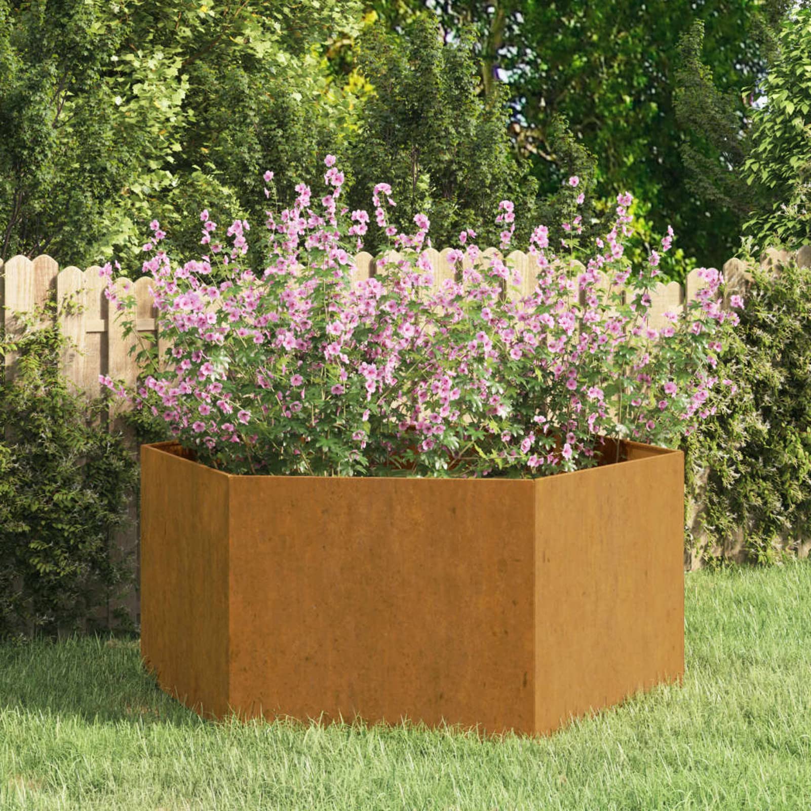 ShGaxin Skrzynka na kwiaty, doniczki zewnętrzne, doniczka zewnętrzna, taras ogrodowy, stal corten szara 90 x 90 x 45 cm