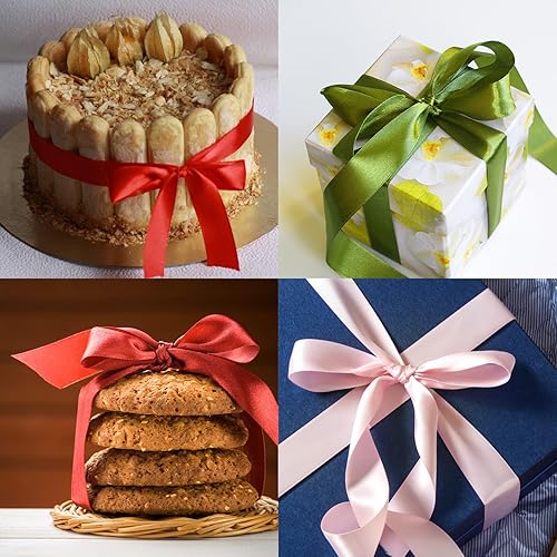 Miniatura 4 de Maclemon Cinta de satén dorada de 34 pulgadas de ancho de 100 yardas de doble cara, cinta de tela dorada para envolver regalos, muy adecuada para