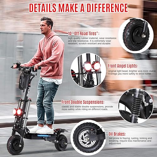 Miniatura 3 de M YUME Scooter Y10 Scooter eléctrico para adultos doble suspensión motor dual de 234 AH batería de 52 V 2400 W hasta 40 MPH 40 millas scooter