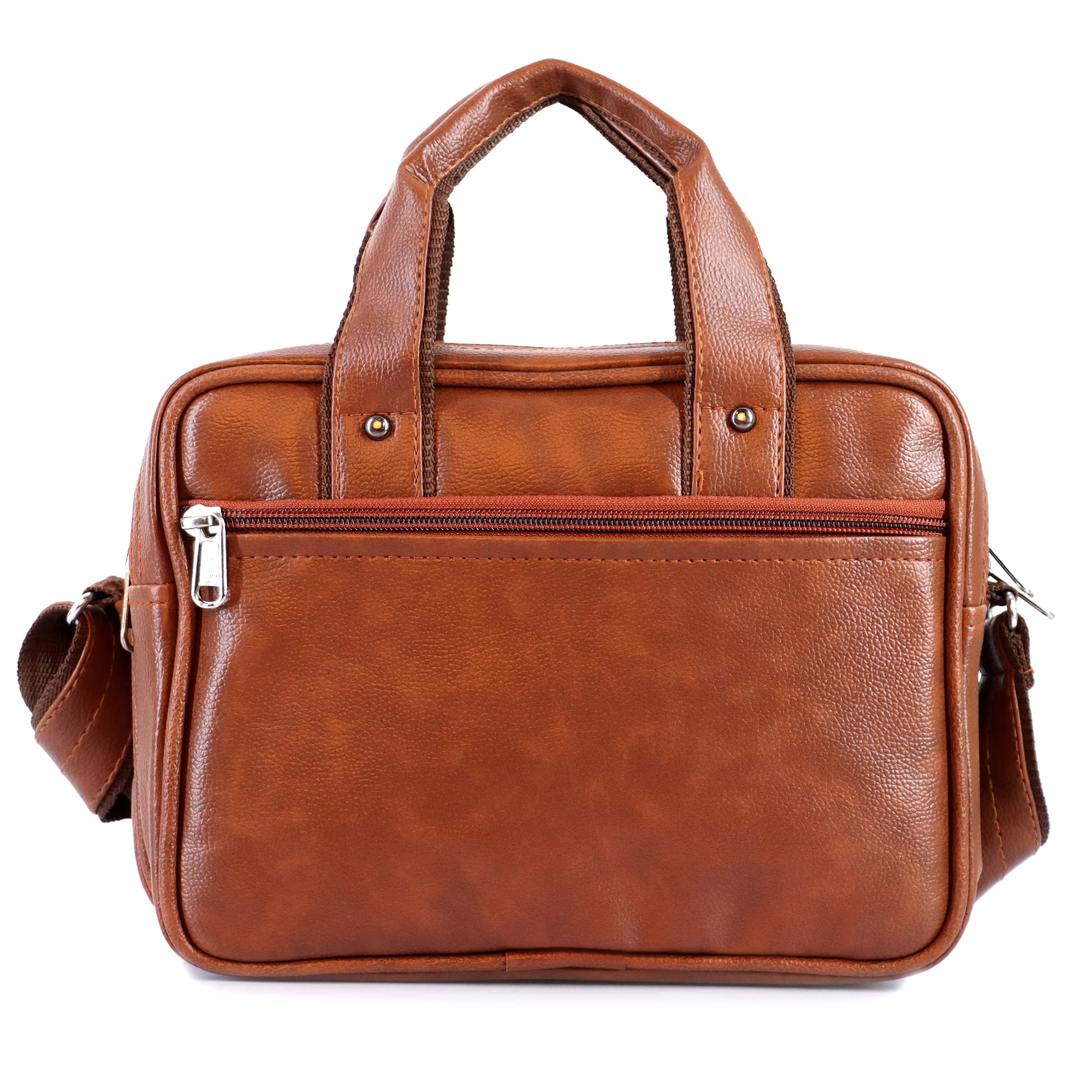 Bagneeds Messenger Bag for Men & Women Budget Friendly Premium Brown Faux Leather Shoulder Bag for 10" Tablet & iPad Compact Multi Utility Office & Travel Bag TAN 4