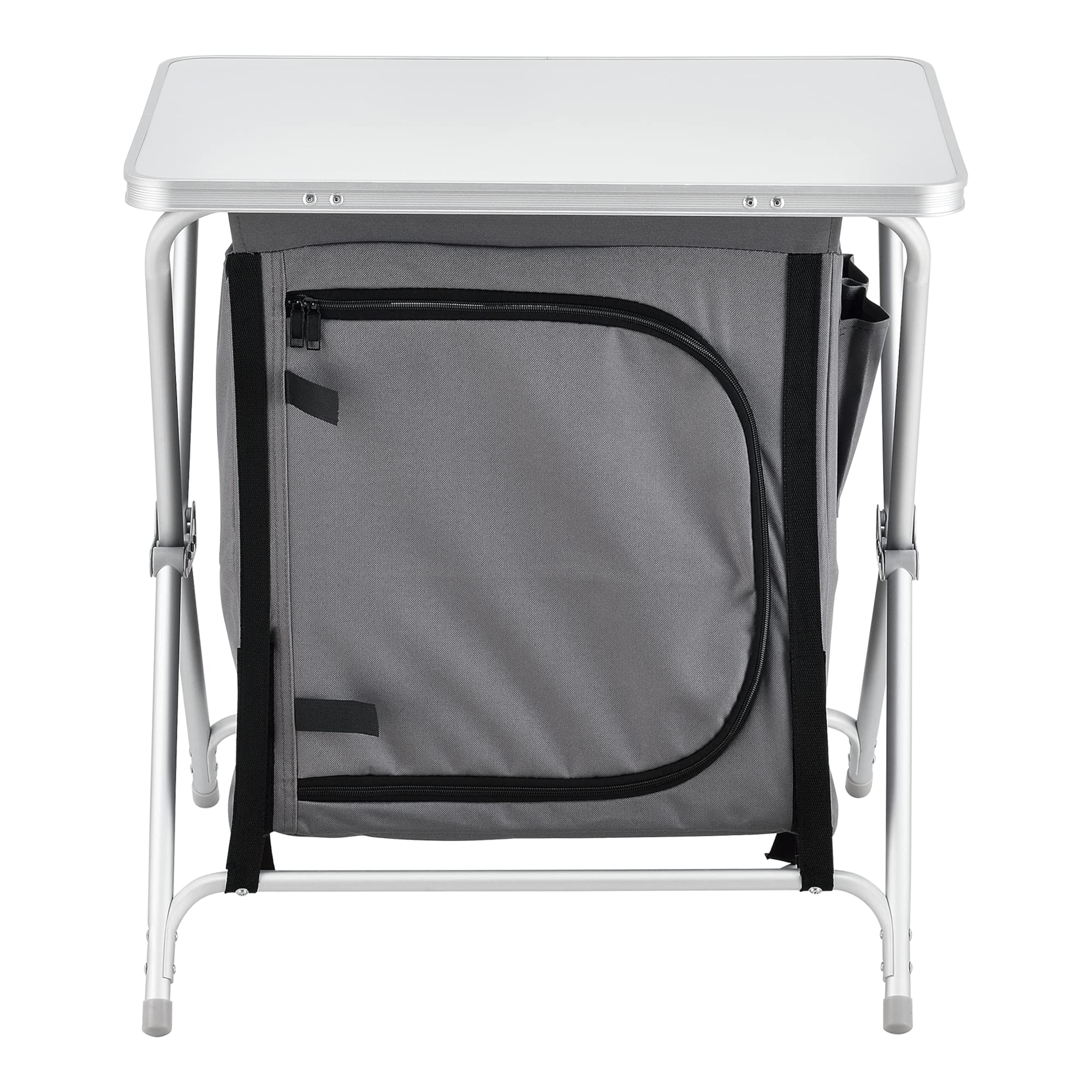 [en.casa] Campingküche Tullinge Outdoor Küche Campingschrank faltbar Faltschrank mit Arbeitsplatte Reiseküche inkl. Tragetasche Aluminiumgestell Dunkelgrau