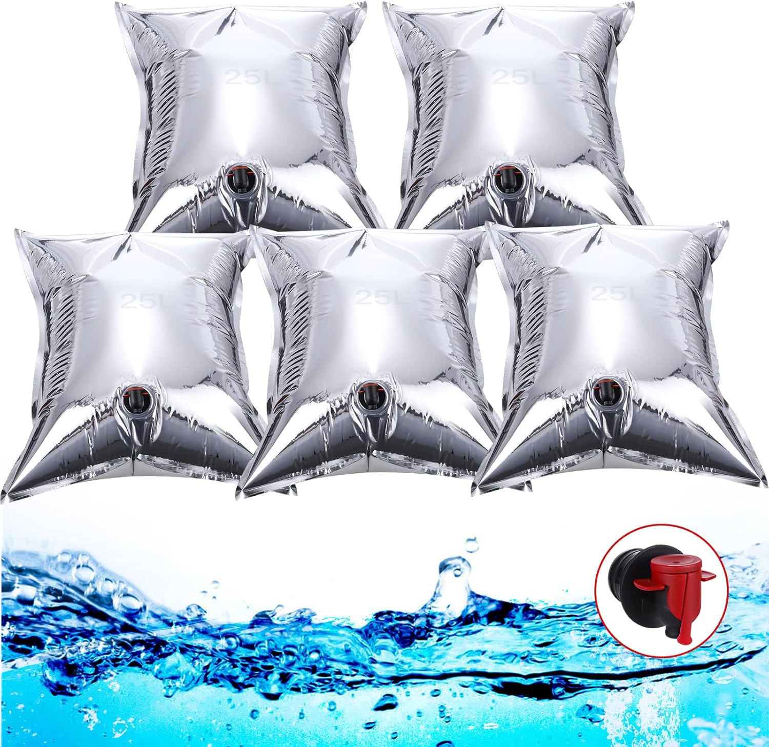 JOSPL 12 bolsas de agua, depósito de agua plegable, lámina de plástico reutilizable opacidad con grifo, bidón de agua plegable para almacenar agua potable.