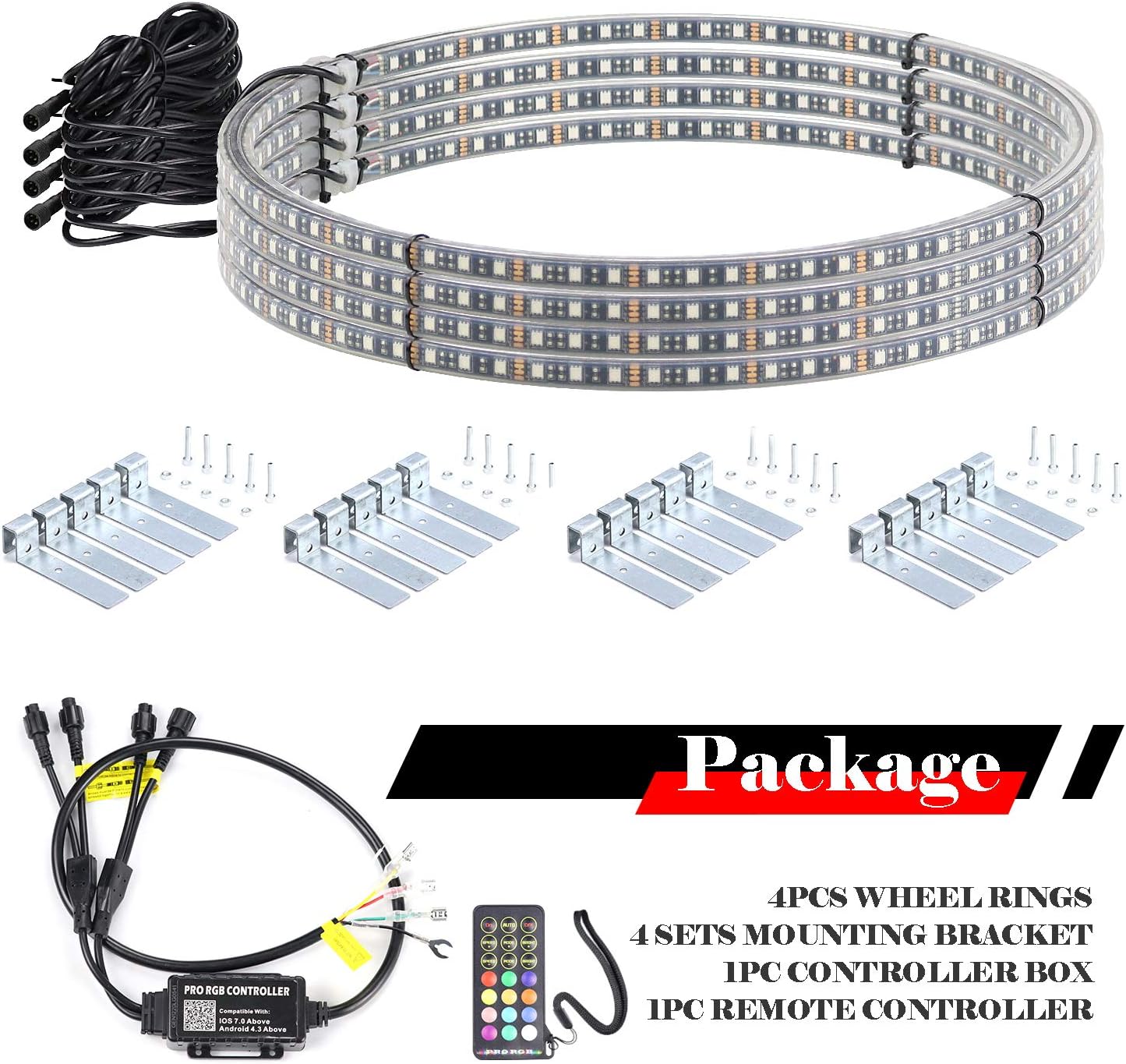 One-Day Sale: Up to 70% Off Generic Yiswhis 15.5inch RGB LED Wheel Ring Light Kit w/Turn Signal and Braking Functionand Can Controlled by Remote and app Simultaneously with Lock Function -Double Row, ZS-WR2-PR