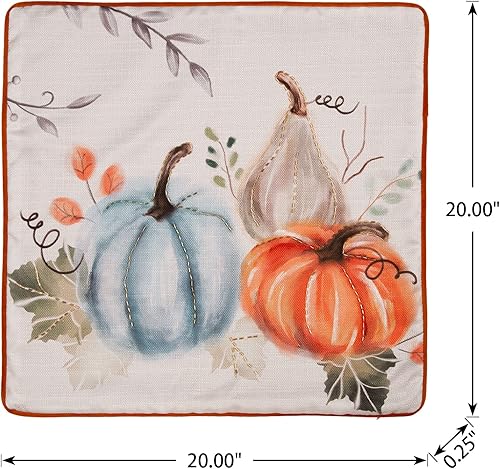 Miniatura 3 de Glitzhome Fundas de almohada de otoño de 20 x 20 pulgadas, fundas de almohada decorativas de calabaza, fundas de almohada de arpillera suave para
