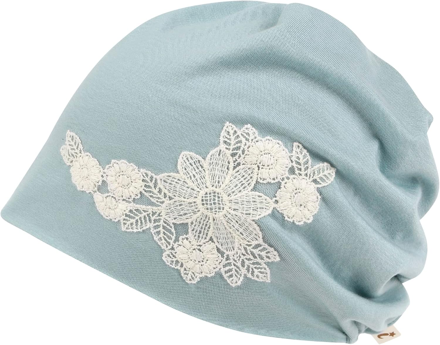 ililily Tencel Lyocell Lace Covered Chemo Beanie Soft Head Cover Sleep Hat