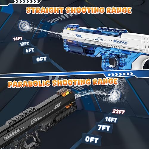 Miniatura 2 de Skirfy Pistola de agua eléctrica con flash de bozal realista para niños y adultos, pistola de agua impermeable de alta potencia con alta capacidad,