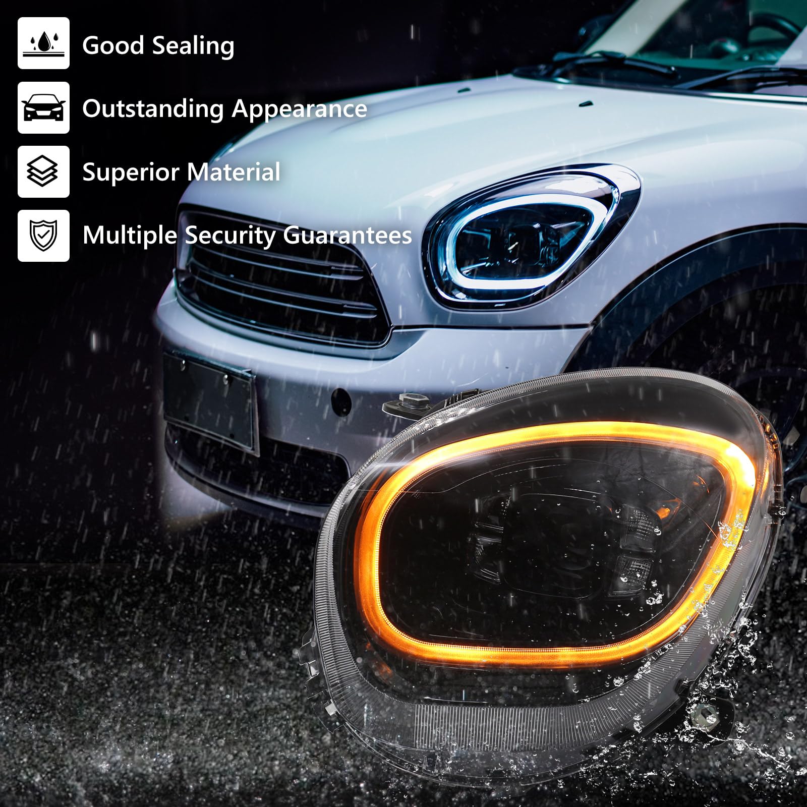 QKLsudua Feux De Gabarit Avant LED Dynamiques Pour Mini Cooper R60 Countryman R61 Paceman - Clignotants Séquentiels