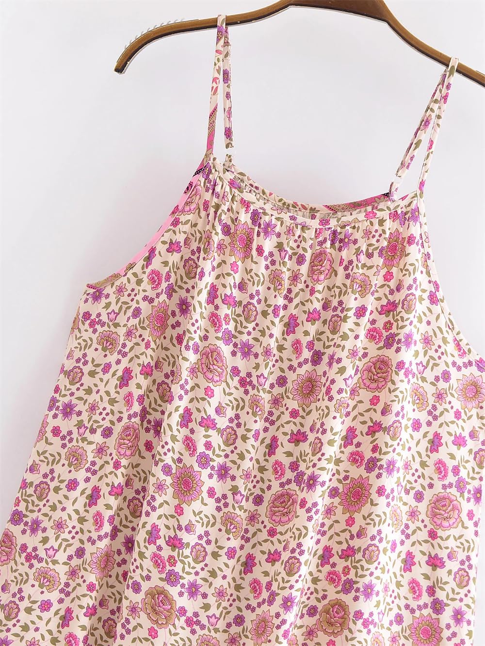 Vestido largo midi con estampado floral en contraste bohemio para mujer, holgado, dobladillo fruncido, bata de vacaciones