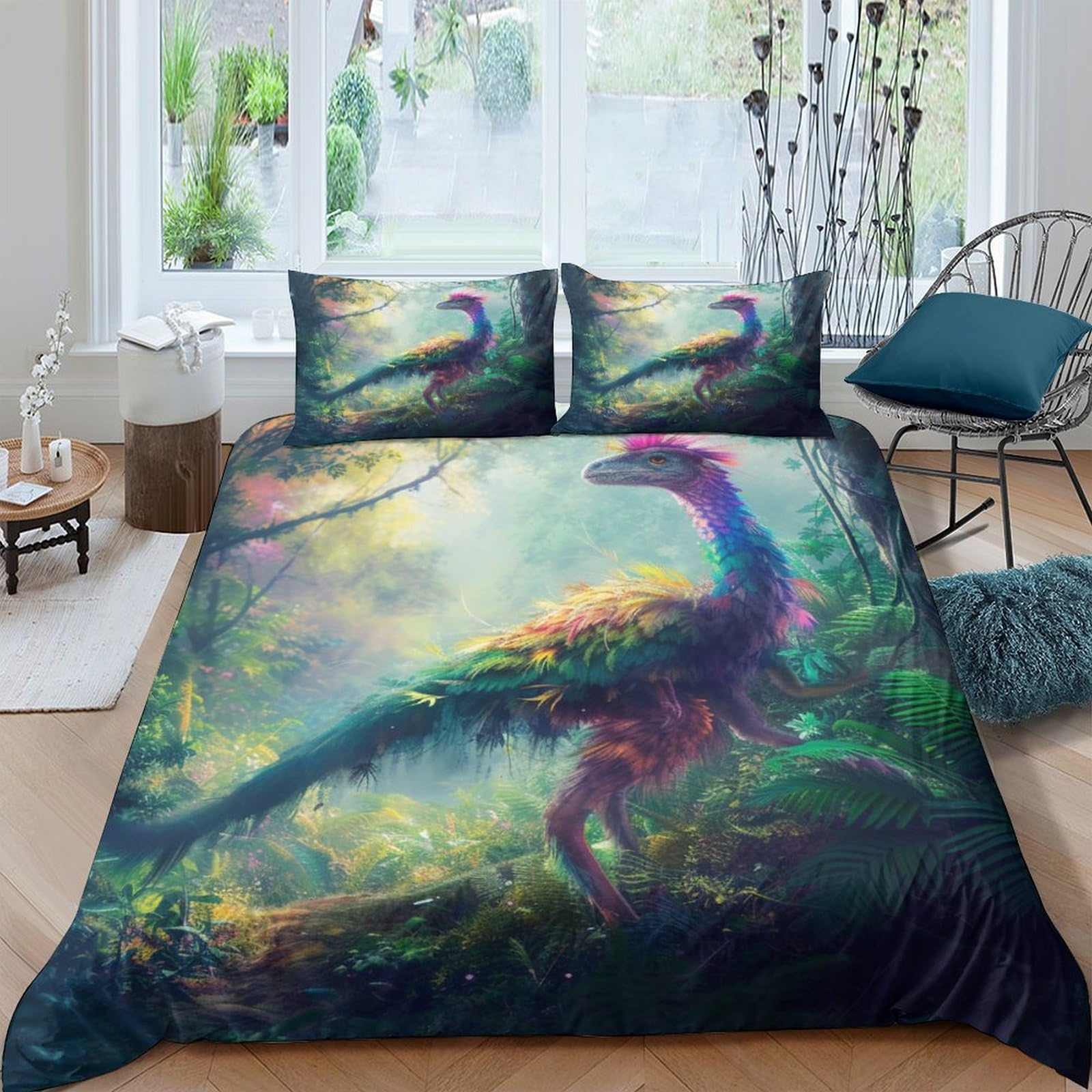 KWPGMDRY 3D Forest Duvet Cover Sets Runlong Bedding 3Pcs Comforter Cover Soft & Cosy Printed Microfibre Quilt Covers, with Pillowcase for Youth Teens Double（200x200cm）