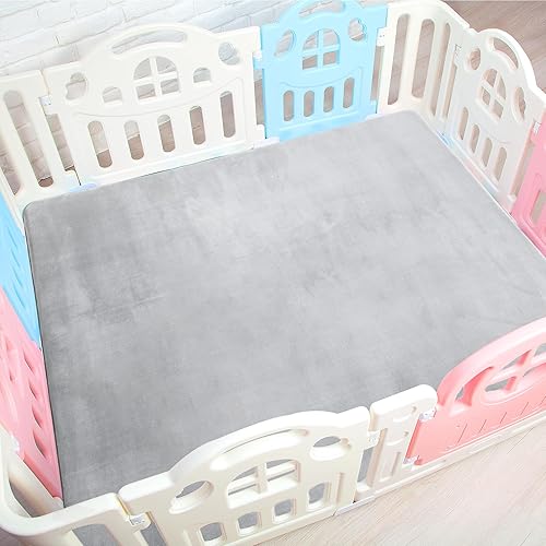 Miniatura 4 de BALAPET Tapete de juego de espuma viscoelástica gruesa de 50 x 50 pulgadas para corralito, tapete portátil de terciopelo súper suave para niños